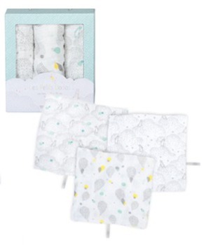 Muselinas (Gris/Blanco/Azul) Petits Dodos Moulin Roty
