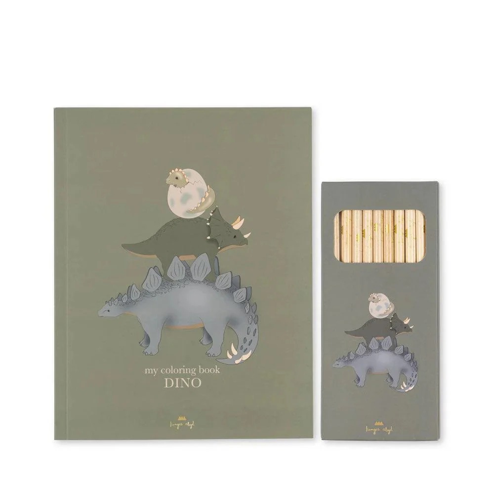 Coloring Book And Crayons Dino Konges Slojd