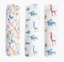 Set Of 3 Muslin Squares (Blue/Giraffe/Animals) Sous Mon Baob