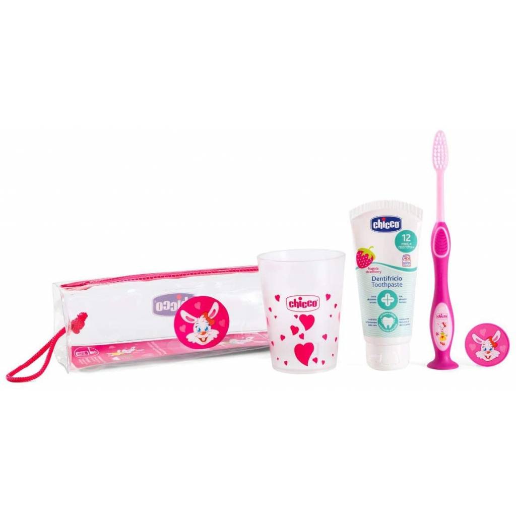 Set cuidado oral cepillo + pasta 3-6 años rosa Chicco