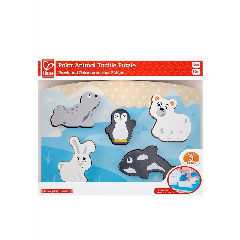 Puzzle Tactil Animales del polo 6 pcs Hape