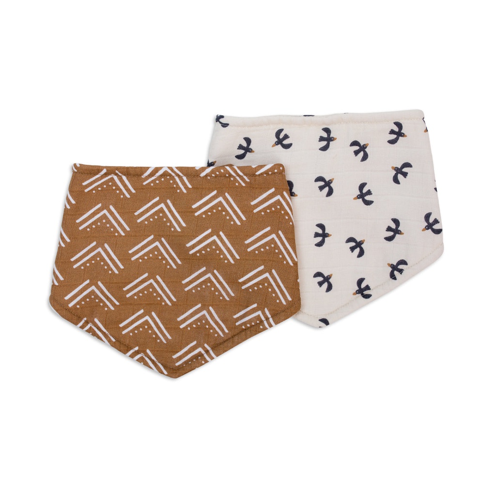 Set x2 babero bandana Mudcloth &amp; black birds Lulujo
