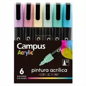 Marcadores Acrylic x 6 unidades Campus
