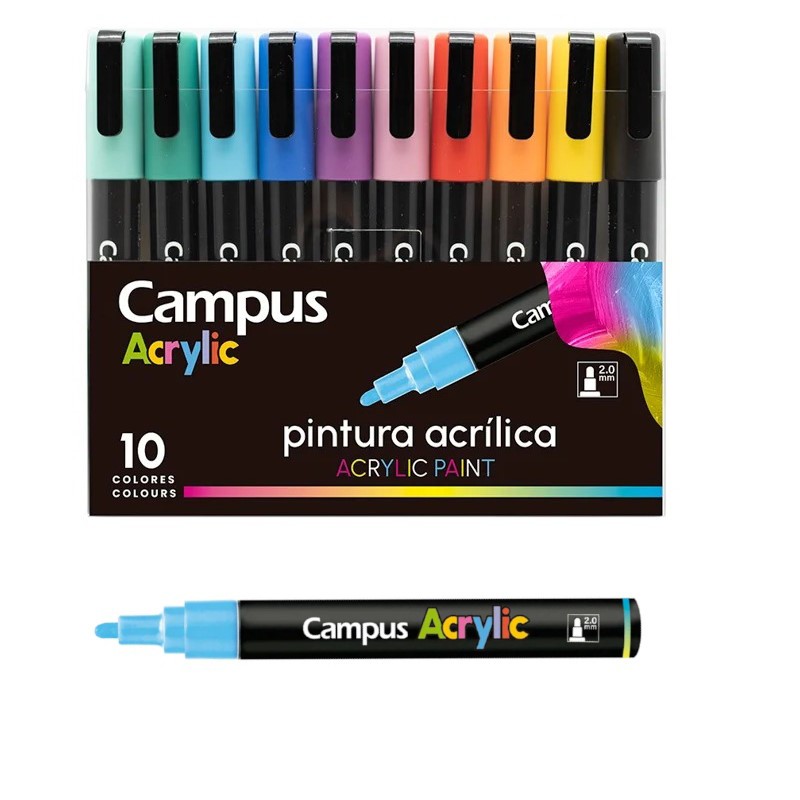 Marcadores Acrylic x 10 unidades Campus