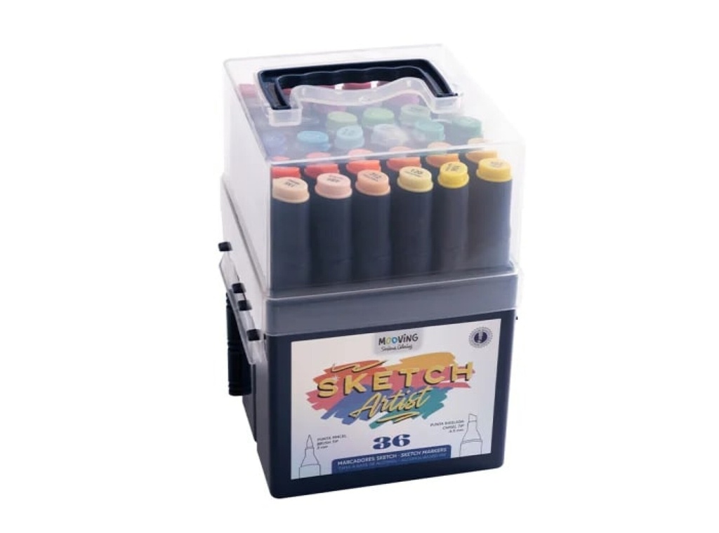 Marcadores Sketch x 36 en caja Mooving
