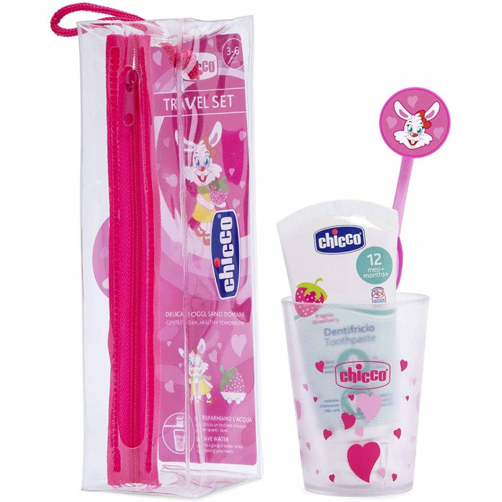 Set cuidado oral cepillo + pasta 3-6 años rosa Chicco