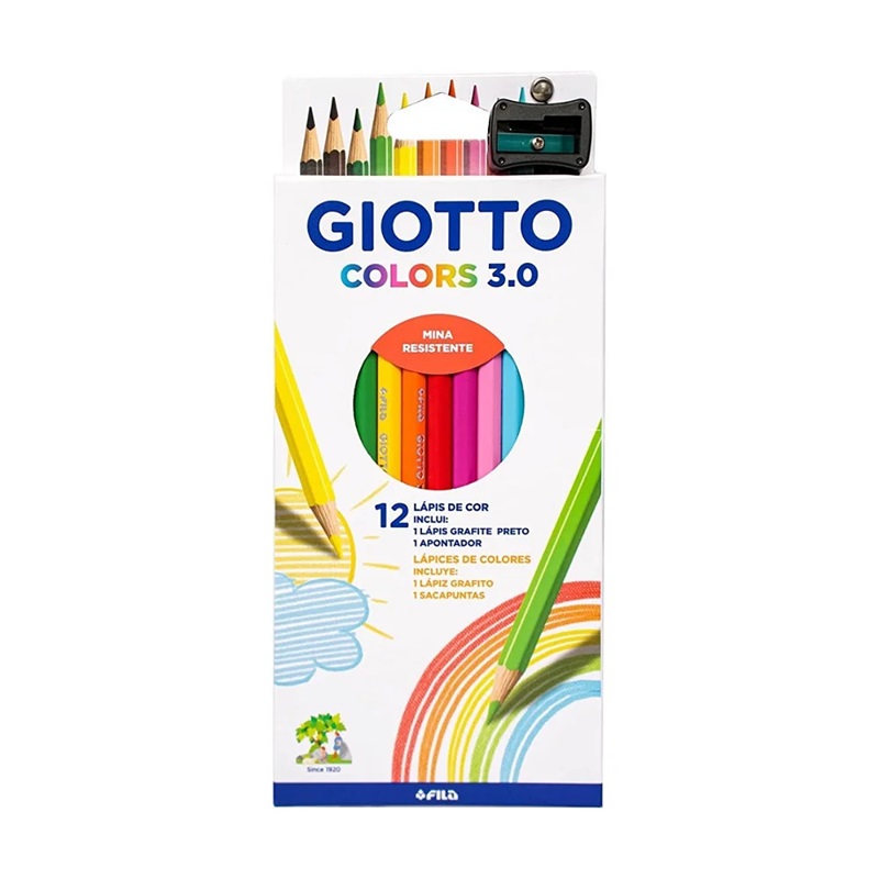 Lapices de colores x 12 + sacapuntas + grafito Giotto