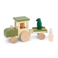 Wooden Tractor With Trailer Trixie