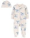 Pijama 1Pc C/Pie Gorro Panda Alg 6M Carters