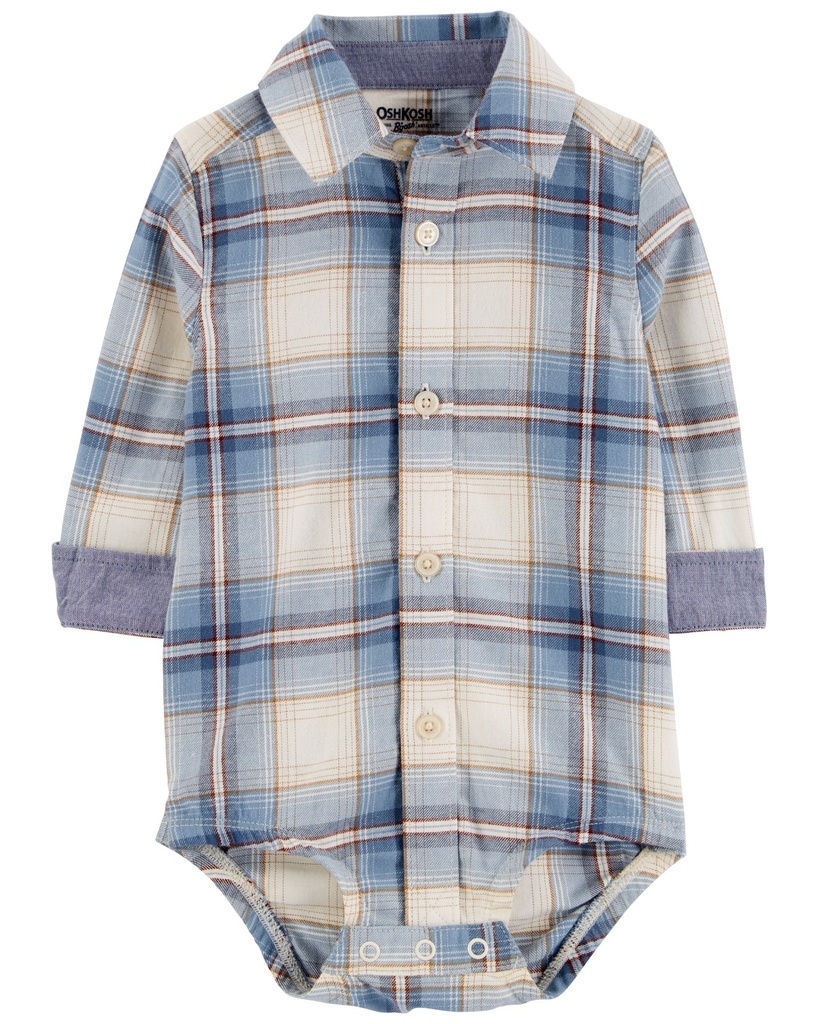 Body Camisa A Cuadros Algodón 12M Oshkosh