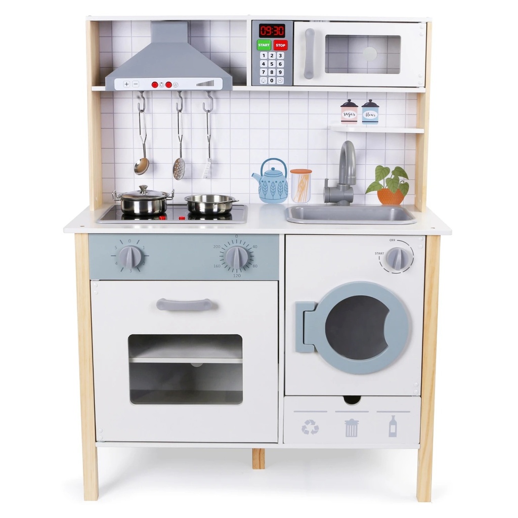 Cocina de Madera con Campana y Lavarropas EduFun