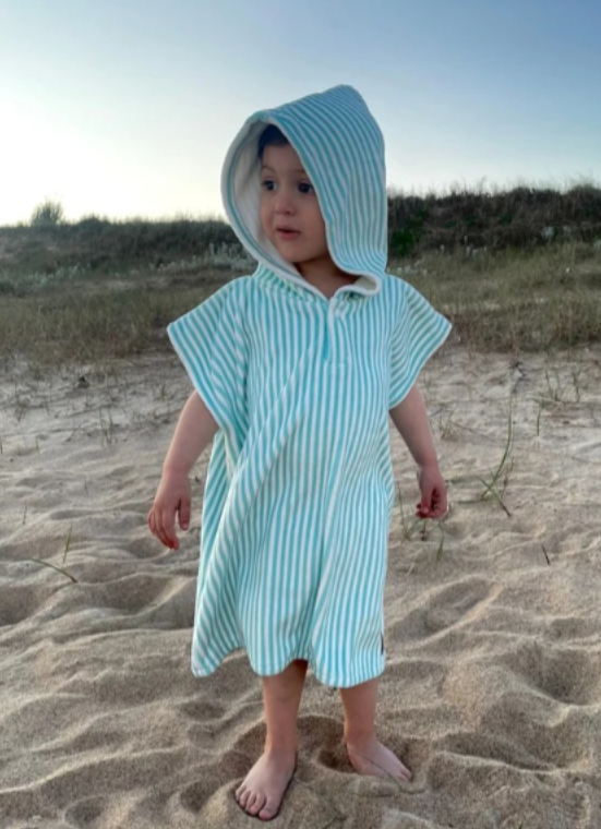 Poncho Green Stripes - M Martin Pescador