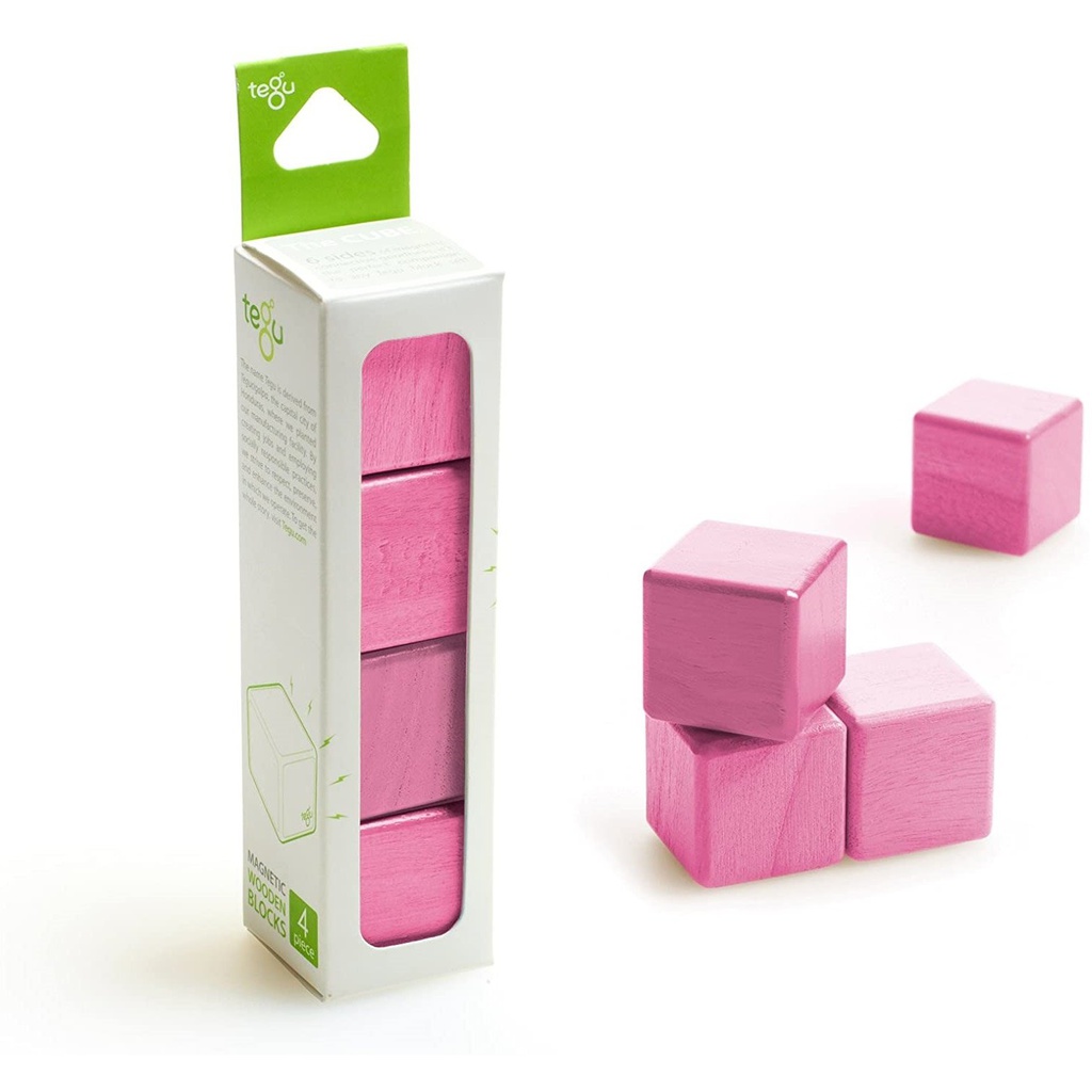 4 Piece A La Carte - Cubes - Tegu Pink Tegu