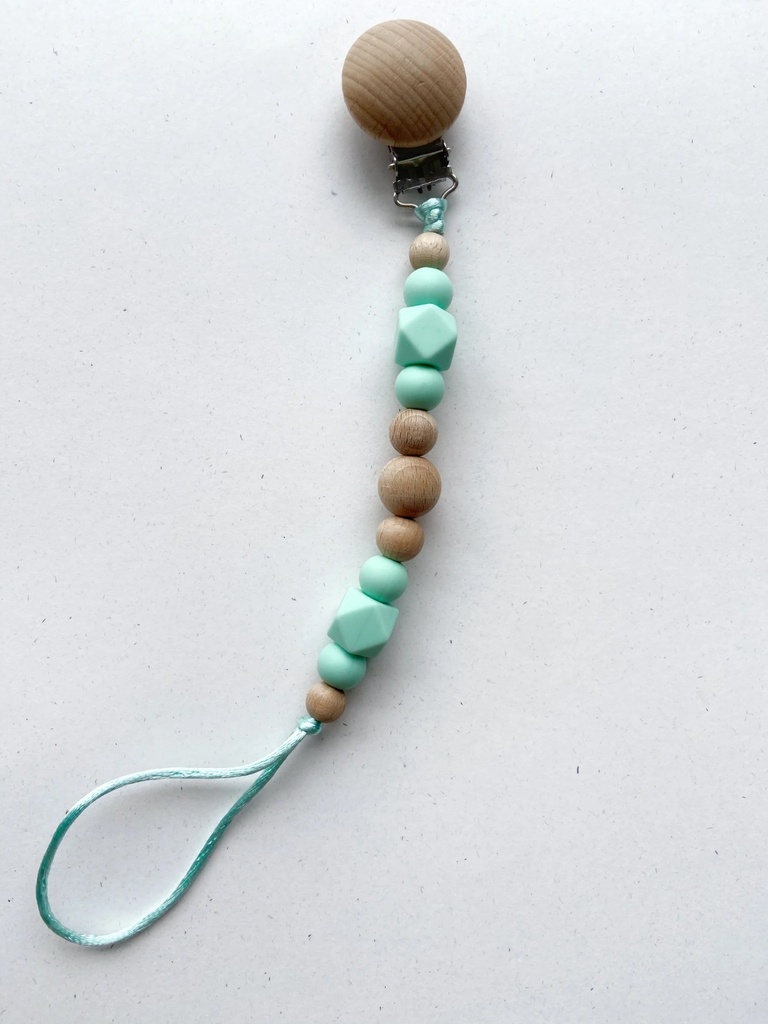 Clip Chupete Madera verde agua Nansu