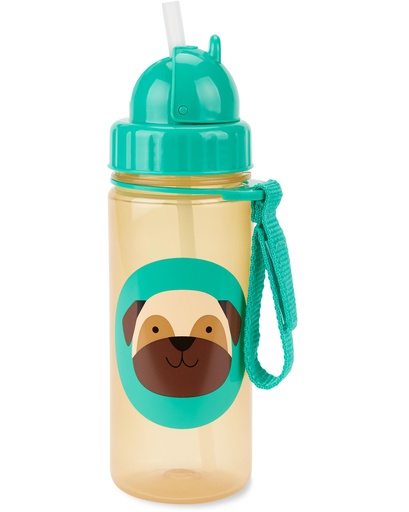 [195861020776] Zoo Straw Bottle PP 390 ml - Pug Skip Hop