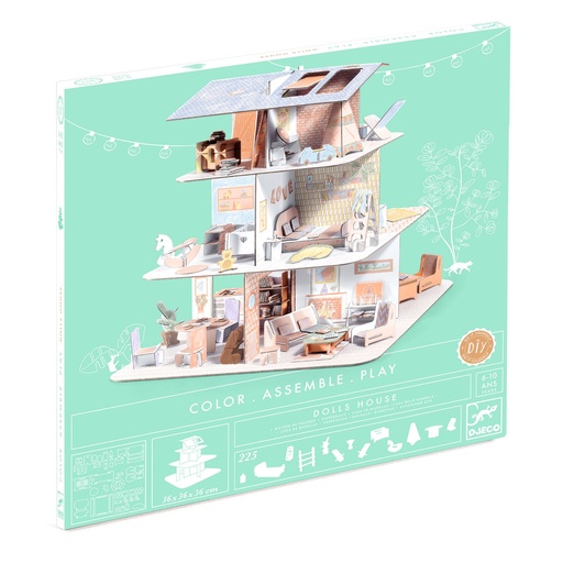 [DJ08005] Color Assemble Play Wood Doll’s house Djeco