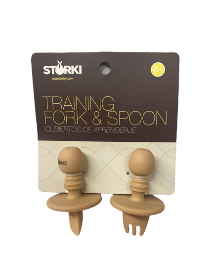 [sfsu01-6] Cubiertos de aprendizaje silicona Durazno Storki