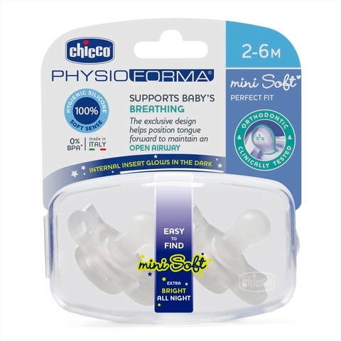 [8058664129669] Chupete x 2 mini softsoother glowing 2-6m Chicco