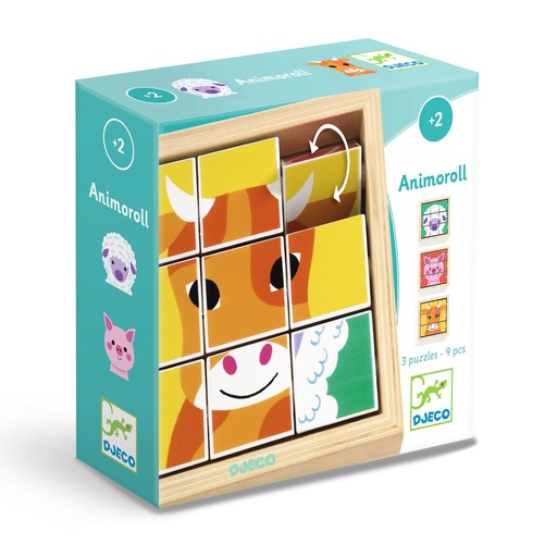 [DJ01955] 9 Wooden Blocs Puzzle - Animoroll - Fsc 100% Djeco