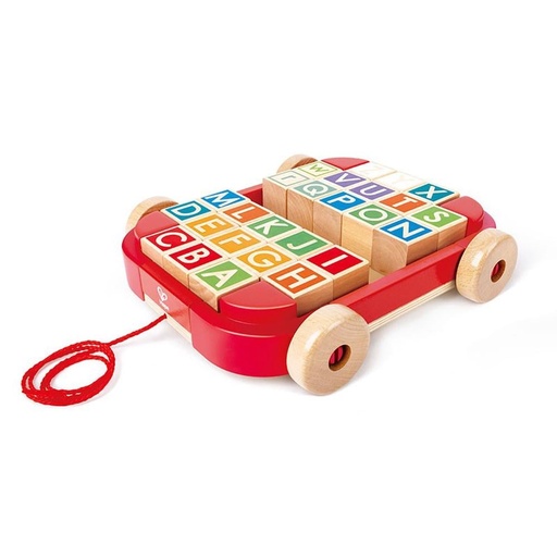 [6943478036307] Carro de arrastre con bloques encastre Hape