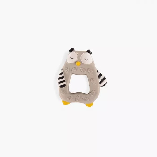 [666374] Natural Rubber Ring Owl Les Moustaches Moulin Roty