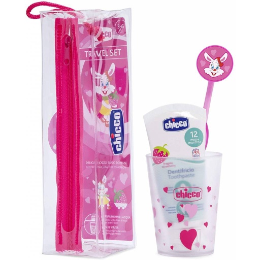 [8058664121212] Set cuidado oral cepillo + pasta 3-6 años rosa Chicco