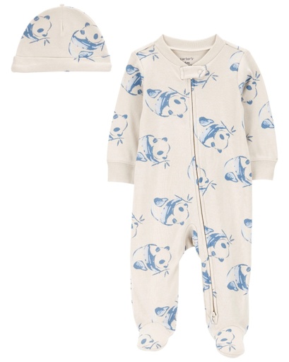 [195861909866] Pijama 1Pc C/Pie Gorro Panda Alg 3M Carters