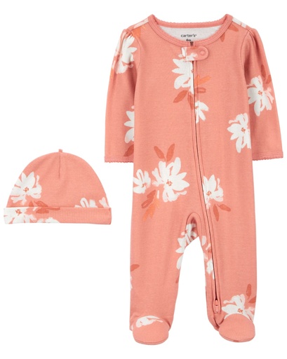 [195861910411] Pijama 1Pc C/Pie Y Gorro Floral Algodón Pre Carters