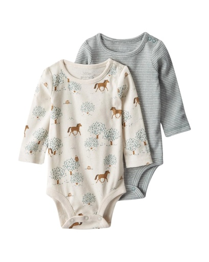 [195862610976] Pack 2 Bodies Ml Algodón Org Little Planet6M Carters