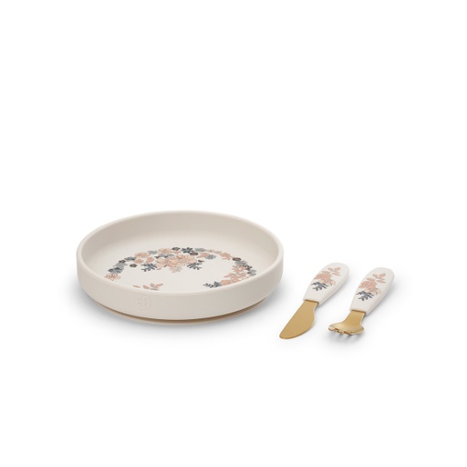 [60246200873NA] Silicone Plate Set Blue Garden Lt Placement Elodie