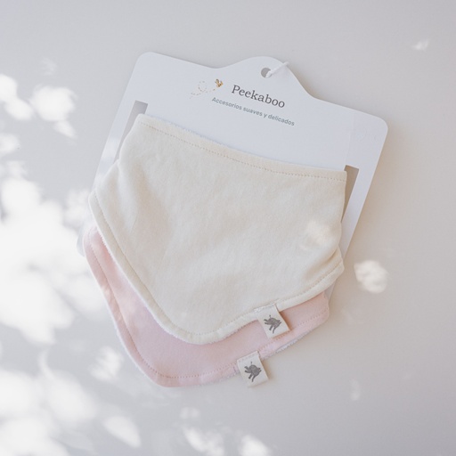 [PKBX2BR-TU] Baberos X2 Beige/Rosa Peekaboo