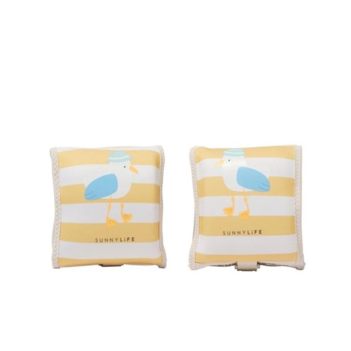 [9339296069387] Kids Floaties Sid The Seagull Mustard Stripe Sunnylife