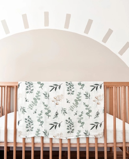 [NANSU35] Rebozo muselina hojas verdes Nansu