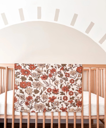 [NANSU36] Rebozo muselina flores marrones y verdes Nansu