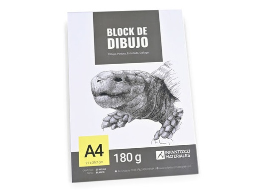 [INF12291] Block de dibujo A4 - 180 g - 25 hojas Infantozzi Materiales