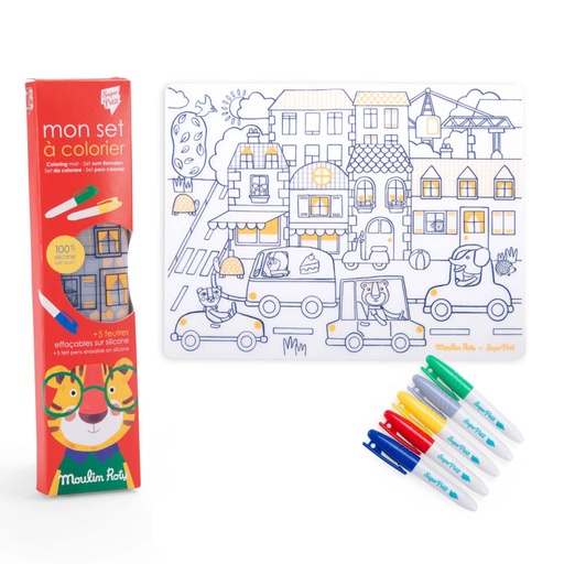 [661616] Mantel Para Colorear + 5 Rotuladores Popipop Moulin Roty