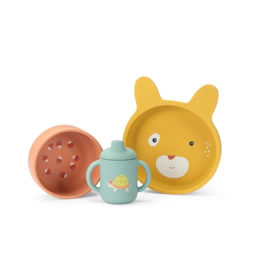 [678231] Set Vajilla Silicona Trois Petits Lapins Moulin Roty