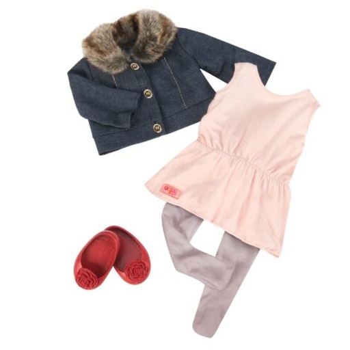 [062243306943] Set Ropa - Campera Jean y Cuello Piel Our Generation
