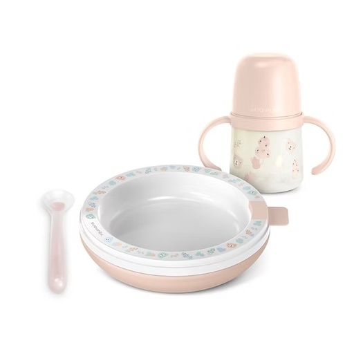 [909259] Vaso + Plato Termico + Cuchara 3 Uds - Prints Rosa Suavinex