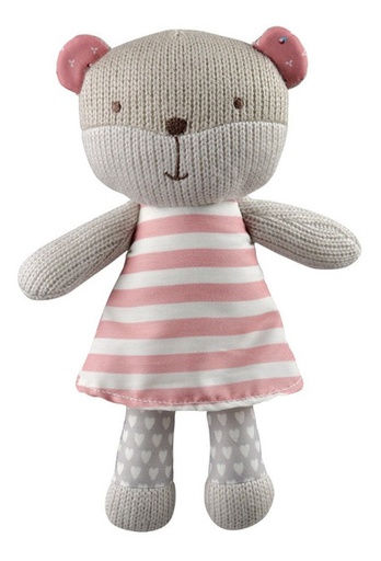 [704715589651] Oso Tejido De Peluche Rosado Con Sonajero Storki